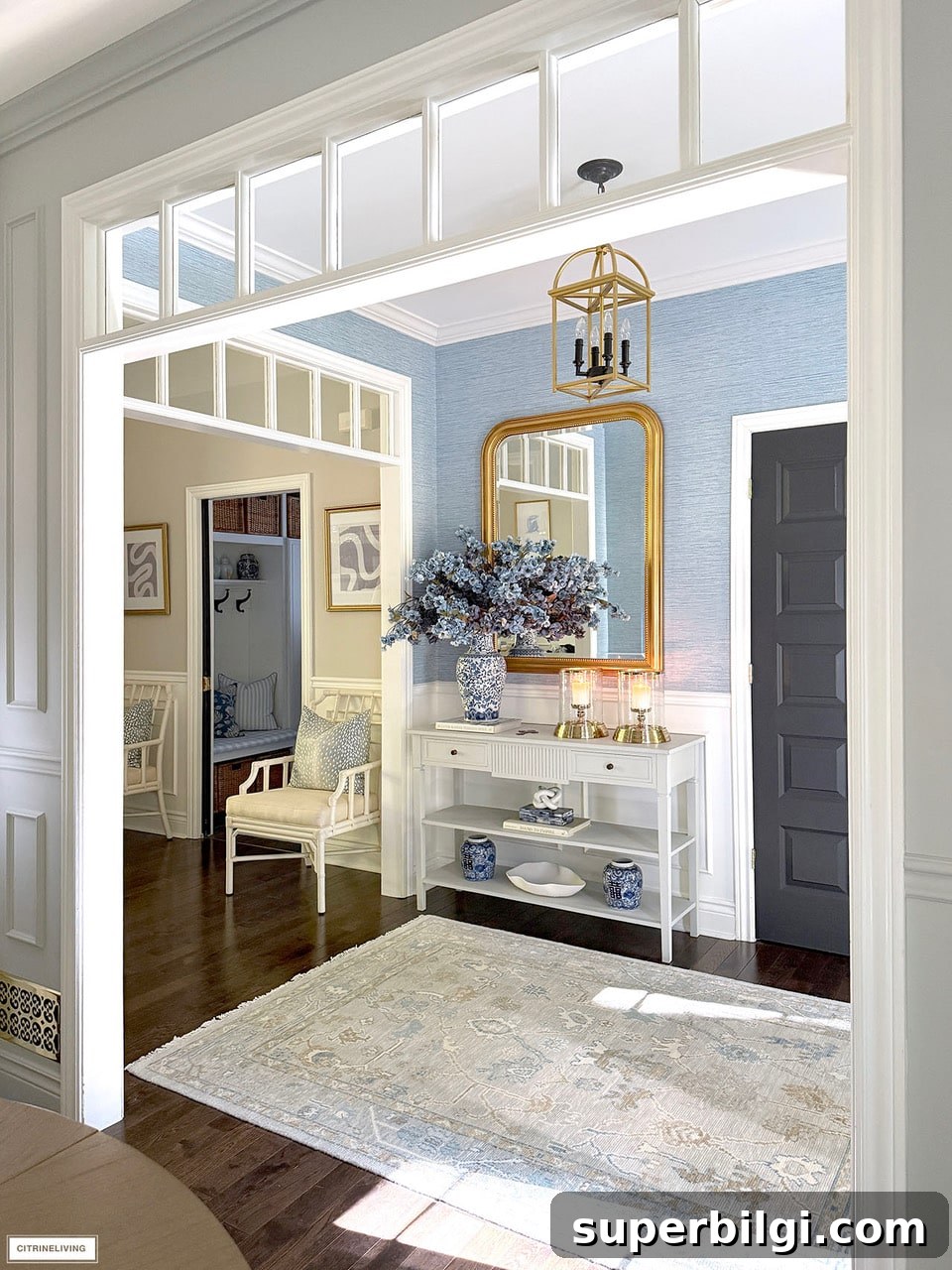 Cozy Fall Decorating Ideas, Free Printables and Dream Home Tour 12 blue fall entryway